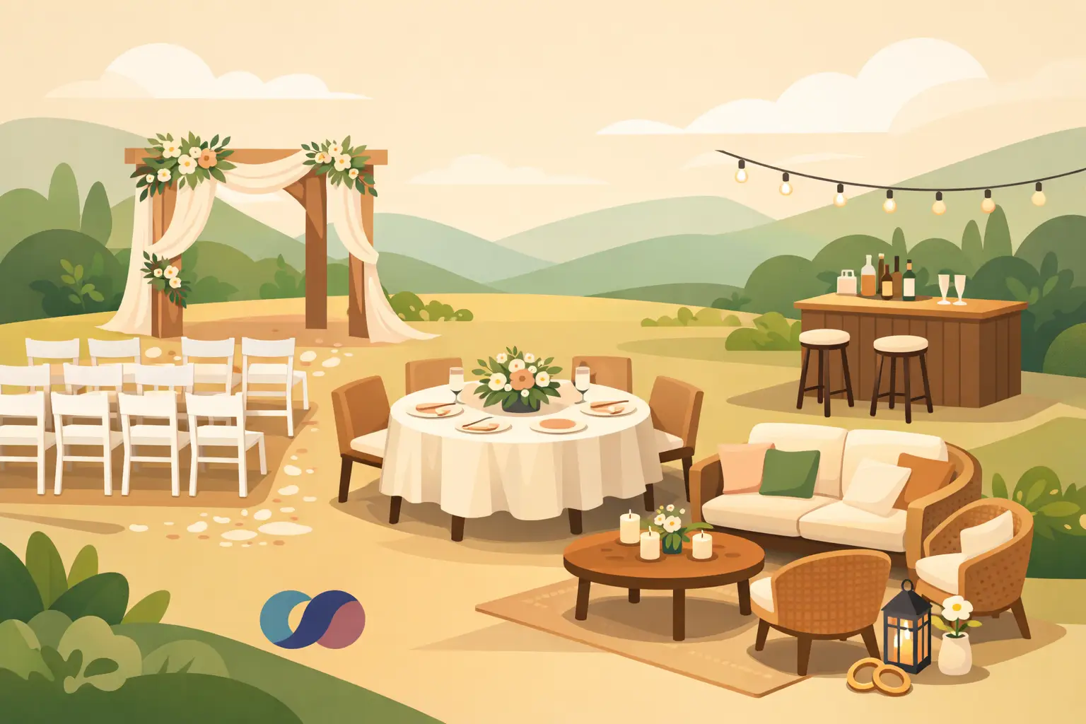 Guía de mobiliario para bodas bien pensada