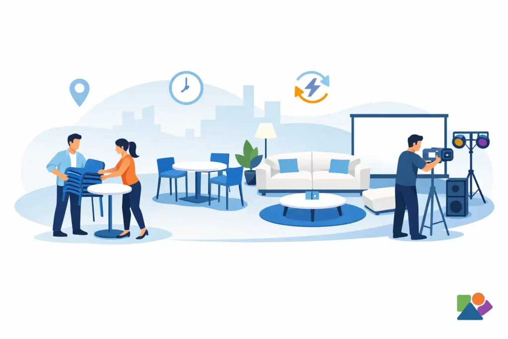 Alquiler de mobiliario diario para eventos ágiles
