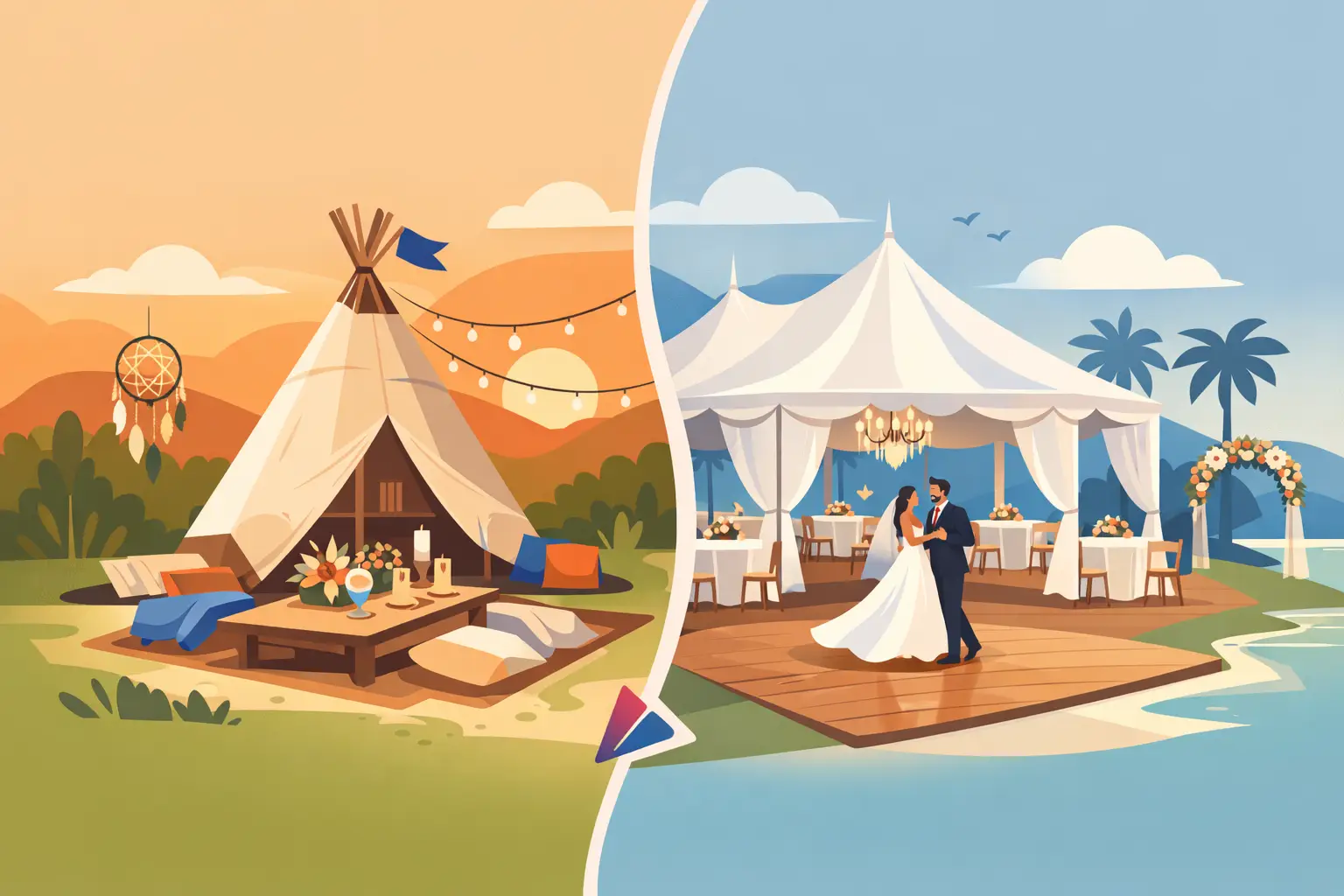 Tipi o carpa para boda según tu celebración