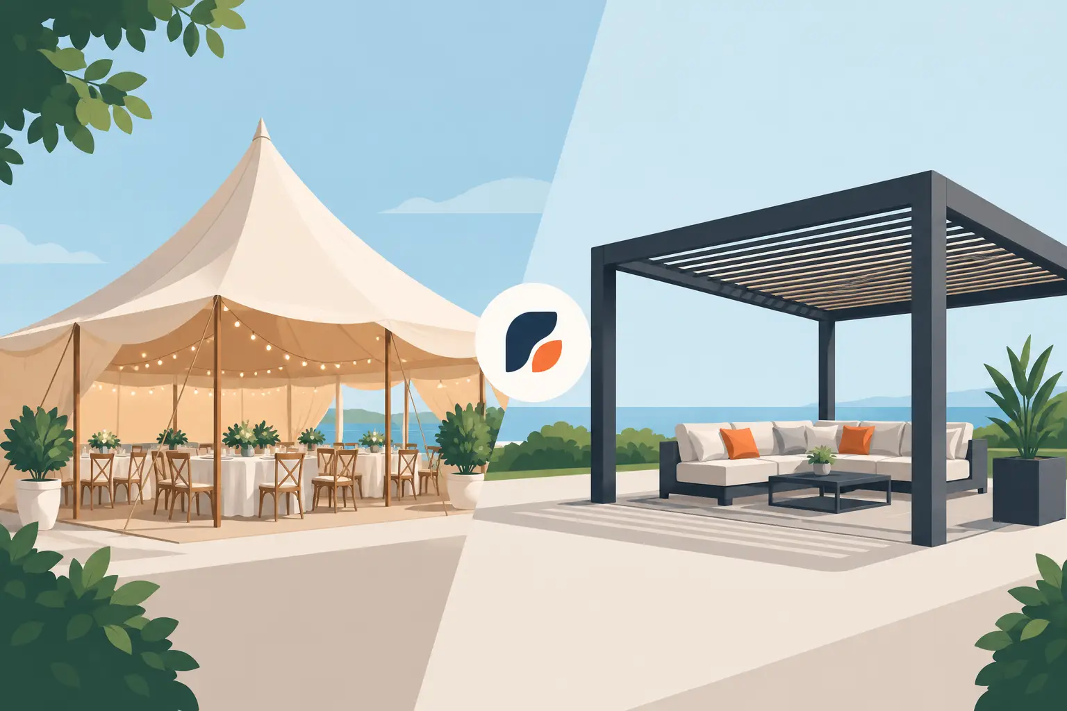 Jaima versus pérgola: cuál elegir para tu evento
